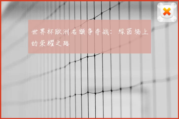 世界杯欧洲名额争夺战：绿茵场上的荣耀之路